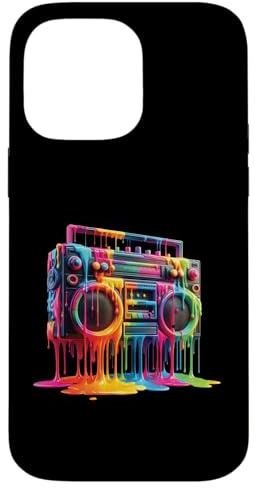 Boombox Old School 80S Peinture goutte à goutte Hip Hop Street Style Coque pour iPhone 14 Pro Max