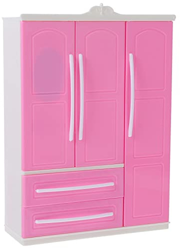 BESPORTBLE 1 Stück Miniatur Puppen Kleiderschrank aus Dreitüriger Kleider Organizer für Puppenmöbel für Puppenhaus Zubehör Fördert die Kreativität und Kognitive Entwicklung von Kindern