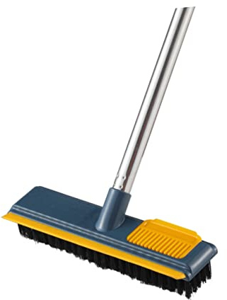 COLLBATH Brosse à Récurer de Sol avec Poignée Brosse à Carrelage et Grattoir pour Salle de Bain et Sols Durs Outil de Nettoyage Pratique pour Poils Animaux et Taches Tenaces