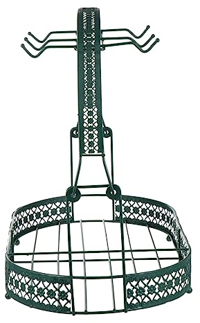 FUTUREORYY Support Tasse Café Forgé Style Européen Vert Foncé Porte Service Thé et Café Robuste avec Barrière Chute pour Comptoir Cuisine et Étagère