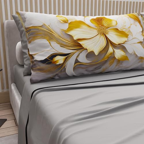 PETTI Artigiani Italiani - Lenzuola in Cotone con Federe in Stampa Digitale, Matrimoniale Maxi, Completo Lenzuolo Sopra e Sotto con Angoli, Floreale 06 20 Grigio Chiaro, 100% Made in Italy