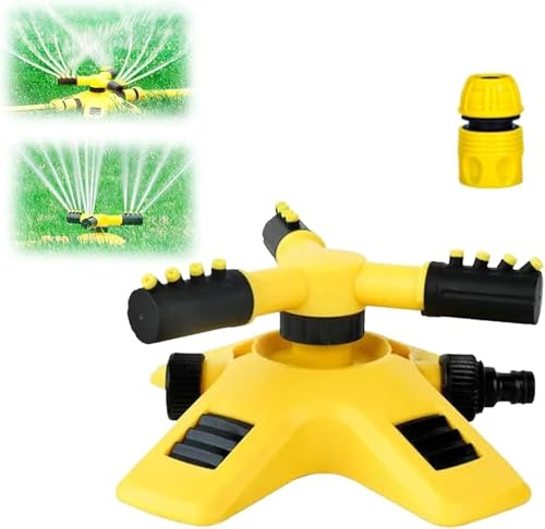 Arroseur de jardin pour pelouse, arroseur automatique avec 3 bras réglables, arroseur d'eau pour jardin, arroseur d'eau rotatif à 360 ° pour arroser votre herbe, plantes, fleurs, légumes (1)
