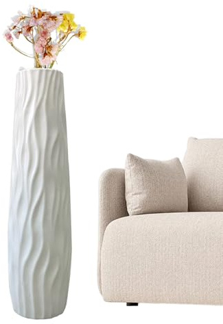 Vaso Da Terra Grando - 58x11cm Vaso Da Terra Alto Realizzato In Pp, Vasos Da Interno, Decorazioni Casa Moderna, Vasi Decorativi Per Fiori, Per Fiori Secchi Alti, Rami O Composizioni Artificiali