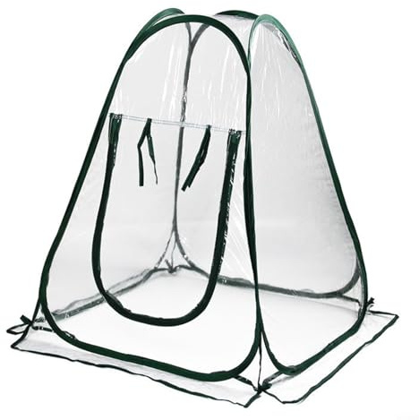 Yuanpgky Tragbares Mini-Gewächshauszelt für den Innen- und Außenbereich, kleines Gewächshaus für Pflanzen mit PVC-Abdeckung und Stahlrahmen, 70 x 70 x 80 cm, belüfteter Pflanzenschutz für