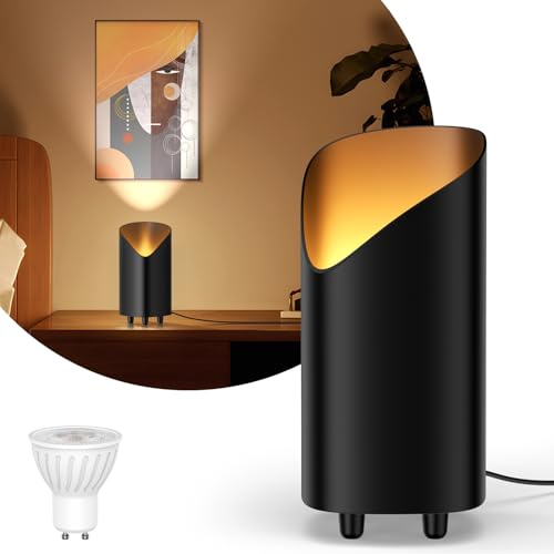 LED Uplight Spot, 7W LED Bodenstrahler zur indirekten Beleuchtung (1 Stück) | Standleuchte inklusive GU10 LED Lampe 500LM, Warmes Licht mit 3000 Kelvin, Bodenleuchte mit Fußschalter, Schwarz