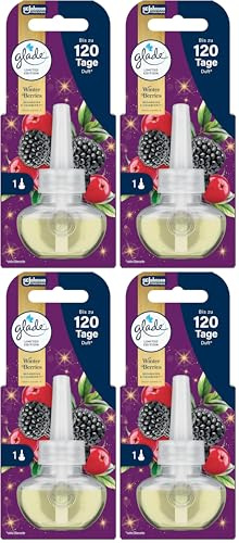 Glade Electric Scented Oil Nachfüller, elektrischer Raumduft mit Duftöl, Winter Berries, 4er Pack (1 x 20 ml)