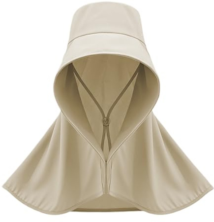 Tuxuseo Cappelli da Sole da Donna, in Seta di Ghiaccio rinfrescante e Traspirante, con Funzione di Protezione Solare, per Escursioni, Viaggi, Giardinaggio e Vacanze, Beige.