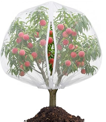 Fruit Tree Netting 183×183 cm – Garden Netting Plant Cover with Zipper & Drawstring, Anti Bird Insect Protective Net for Vegetables, Fruit Trees & Bushes