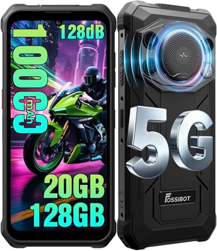 FOSSiBOT F110Pro Outdoor Smartphone 5G Android 15, 128 dB Lautsprecher-10000 mAh Handy Ohne Vertrag, 5G MediaTek Dimensity 6300+, 20 GB+128 GB/2TB, 6.745 Smartphone, 50 MP Kamera (schwarz)
