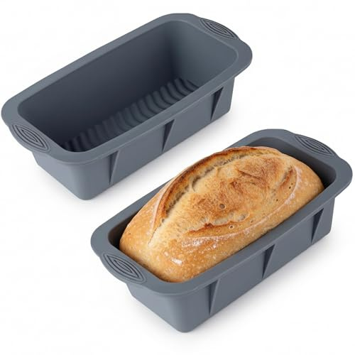 atrccs 2 Pack Silicone Loaf Pan, Nonstick & Heat Resistant Bread Loaf Pan for Baking Sourdough Bread, Cake, Brownie, Bread Pans for Homemade Bread, Silicone Molds for Baking