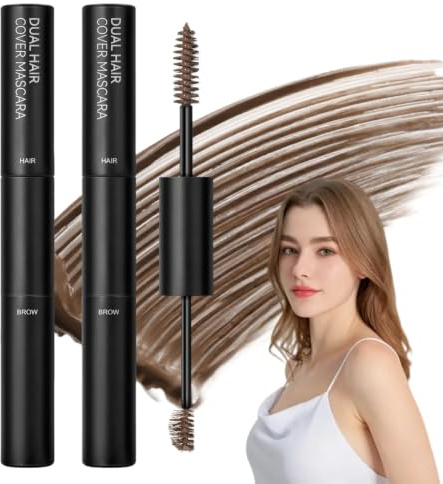 2Pcs Haarmascara Braun,Haar Mascara,Haarmascara Grauhaarabdeckung,Doppelkopf-Design,Haaransatz Stift,Trocknet Schnell Auswaschbar,Wodurch Natürliche Haarfarbe Entsteht,Schnelltrocknend Unisex