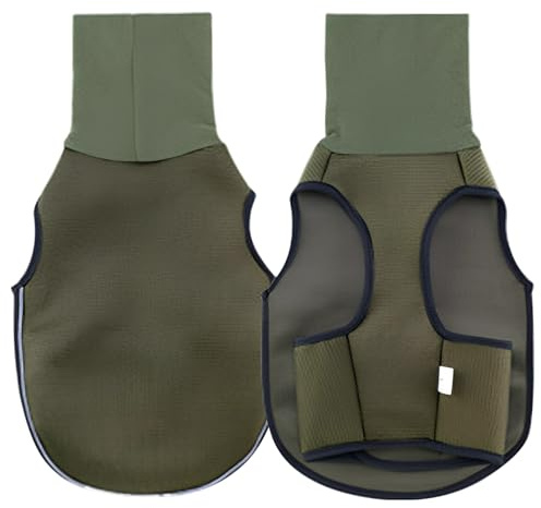 Hundar lugnande väst, storlek M, olivgrön, ångest- och åskväder, tvåvägs krage, reflekterande ränder, bröstomkrets 45–54 cm