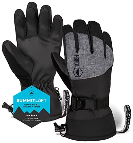 Tough Outdoors Ski- und Schneehandschuhe – Handschuhe zum Skifahren, Snowboarden für Damen und Herren – winddichte Kaltwetterhandschuhe mit Handgelenkleinen, Wärmedämmung und Handfläche aus Kunstleder