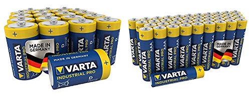 Varta Industrial Pro Batterie D Mono Alkaline Batterien LR20 (20er pack) & Industrial Pro Batterie AAA Micro Alkaline Batterien LR03 (umweltschonende Verpackung (40er Pack), Design kann abweichen)
