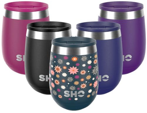 SHO Pacto - Ultimate Insulated Stainless Steel Reusable Coffee Cup & Stemless Wine Tumbler - 4 Hours Hot, 8 Hours Cold - 360ml - BPA Free (x AW - Nova, 360ml)