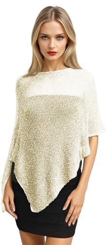 creazioni unique Poncho Coprispalle da Donna Elegante da Cerimonia o Sera - Poncho Donna in Rete di Viscosa Termica con Essenza di Fiore di Ciliegio (Crema)