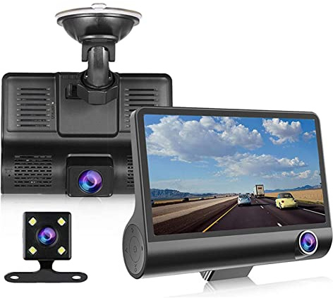 Dashcam Vorne und Hinten, 1080P 170° Weitwinkel 4 Zoll HD Auto DVR Video Dashcam Recorder Kamera mit Nachtsicht, G-Sensor, Loop- und Bewegungserkennung Fahrrecorder