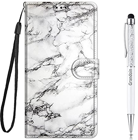 Grandoin Coque pour Samsung Galaxy A14 4G, Mode Créatif Effet Bookstyle Désign Étui de Protection Housse en PU Cuir avec Portefeuille Fermeture Magnétique Fentes pour Cartes (Marbre 1)