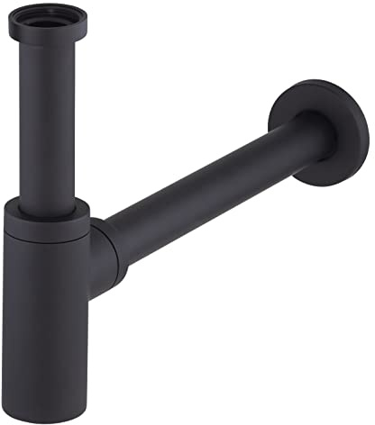 Sifón de Lavabo Visible con Acabado en Metal Negro | Diseño Elegante y Moderno | Alta Resistencia a la Corrosión | Ideal para Lavabos Expuestos | NOYON & THIEBAULT