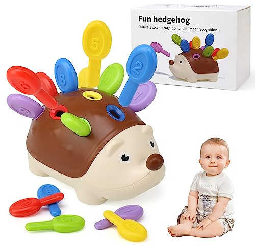 BelleStyle Giochi 18 Mesi, Giochi Montessori 2 Anno, Riccio Motore Fine Giocattoli Bambini per Imparare Matematica e Colori Giochi Educativi Regalo di Compleanno per Bambino Bambina 2 3 4 Anno