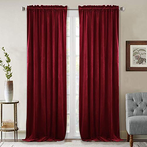 StangH Red Velvet Curtains 42 x 84 inches Luxury Thermal Insulated Doorway Room Dividers Christmas Holiday Home Decoration for Bedroom/Theater/Patio Door, W42 x L84, 2 Panels