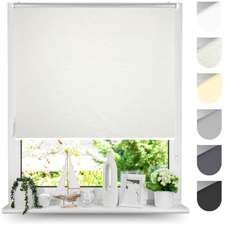 Tom'Shop® Verdunkelungsrollo Klemmfix ohne Bohren[Sand, 55cm x 220cm] Seitenzugrollo Thermorollo Klemmrollo mit Klemmträger Fensterrollo Super Blackout Rollo