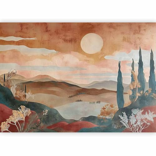 murando PREMIUM Papier peint Motif Rétro années - 400x280 cm Décoration Murale XXL Original Poster Tableaux Muraux Tapisserie Photo Trompe l'oeil - Création Effet terre cuite Orange c-H-10020-a-a