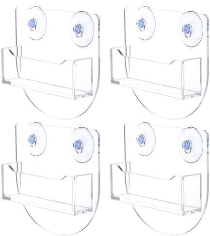 PATIKIL 4 Stück Fensterhalterung Visitenkartenhalter Acryl Transparent | Visitenkartenhalter mit Saugnäpfen, Namenskartenständer Organizer, Einzelne Tasche, Für Büro Outdoor Ausstellung