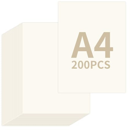 YKUKIZEE 200 Sheets A4 Ivory Paper 120 GSM, Cream Paper, A4 Craft Cards Papers for Printing Copying Arts Craft