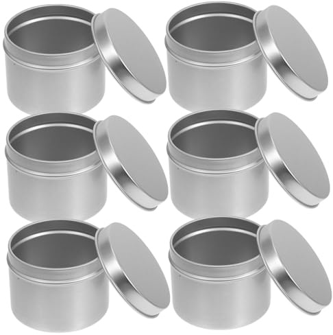 Mobestech 1set Aluminum Screw Lid Tins Candle Containers Stylish Storage for Tea Spices Lightweight Dust Design for DIY Crafts and Organization 6pcs