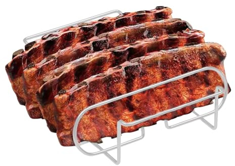 Grill Rib Rack,Carbon Steel Grill Racks - Barbecue Accessory, Steak Holder for Cooking Prep Kitchen Baking Outdoor Camping Resting