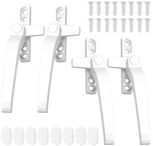 ZYQUES 4 PCS Window Handle, Durable Aluminum Alloy UPVC Window Handles White Handle Replacement Double Glazing Handles for Windows and Sliding Doors
