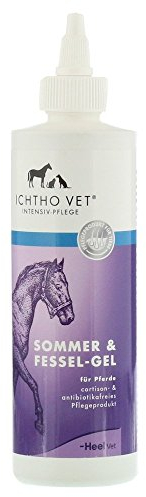 ICHTHO Vet Sommer & Fessel-Gel für Pferde: Intensiv-Pflege für Pferdehaut mit Juckreizneigung, 250 ml | MADE IN GERMANY