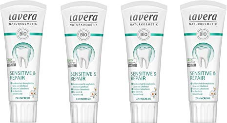 Lavera Zahncreme Sensitive und Repair - mit Bio-Kamille und Natriumfluorid, 4 x 75ml