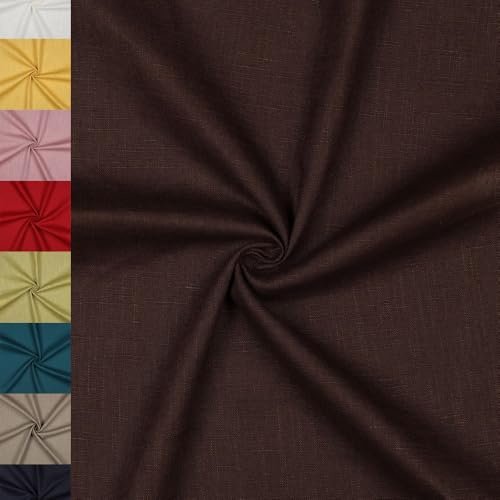 MAGAM-Stoffe Julia 100% Leinen Stoff uni Oeko-Tex Meterware 50cm (16. Dunkelbraun)