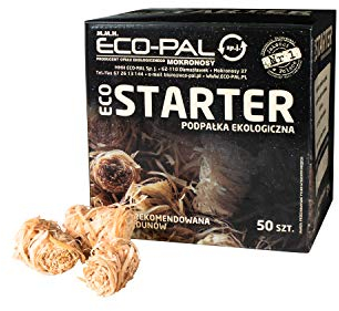 ECO-PAL ECOSTARTER-FEUERANZÜNDER, ökologischer Kaminanzünder, Grillanzünder, Bio Holzwolle, für Verschiedene Arten von Feuerstellen, Lange Brenndauer, Geruchlos (50 Stück)