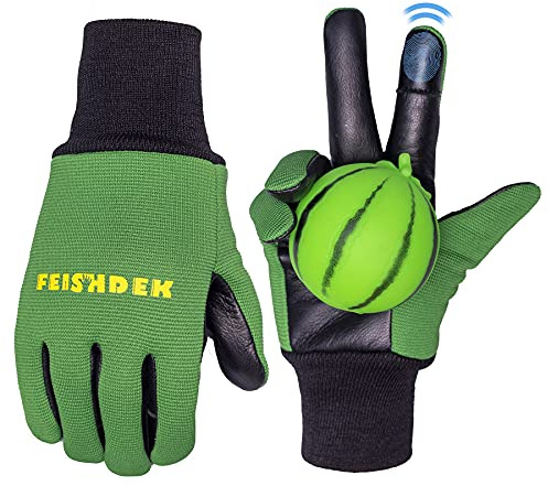 FEISHDEK Non Slip Fingerless Kids Bike Gloves for Children Cycling Riding Biking Sports Fishing Gloves with Adjustable Wrist (Green, Large)