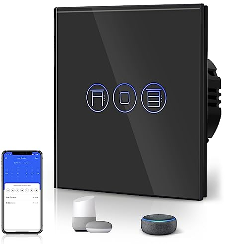 BSEED Interruttore Wi-Fi per tapparelle intelligente (neutro necessario) Alexa e Google Home Work con interruttore Tuya WIfI in vetro nero