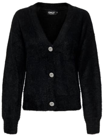 Only Women's ONLELLA PIUMO L/S Cardigan CC Knt - Giacca da Donna, Taglia S, Colore: Nero