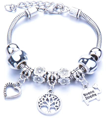 Yean Silber Charm Armband, mit Baumperlen Kettenarmbänder, für Frauen und Mädchen