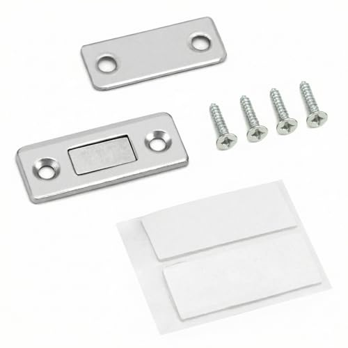 QWORK® 8 Pezzi Chiudiporta Calamita Adesivo, Chiusura Magnetica Ultra Sottile per Ante Mobili Armadio Chiusure Cucina, Viti Incluse