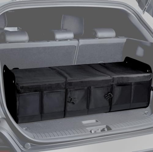 NINEDUCK 1680D Trunk Organizer with Lid, Extra-Large 114L Collapsible Cargo Organizer for SUVs, Trucks & Large Cargo Areas, Rigid PP Panels, 800D x 800D Weave, Water-Repellent, Anti-Sag Design