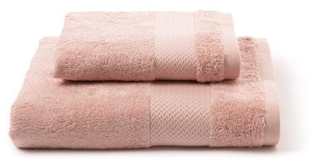 Caleffi | Asciugamano con Ospite Asciugamano con Ospite Bamboo Prima Natura, in cotone, Colore ROSA, STANDARD - 60% Cotone 40% Bamboo