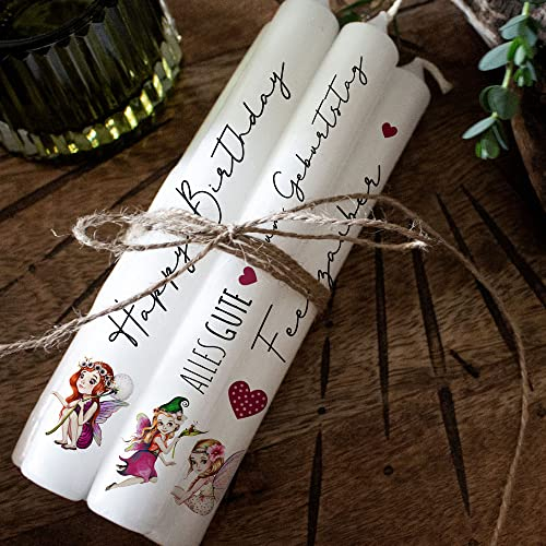 ilka parey wandtattoo-welt Kerzensticker Kerzentattoos Tattoofolie Geburtstag Elfe Elfen Feen für Kerzen oder Keramik A4 Bogen DIY Stickerbogen für bis zu 40 Kerzen kst14
