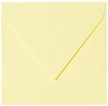 15 x 15 cm Inflation Briefumschläge, Umschläge,quadratisch, naßklebend, Hell Gelb ; 25 Stück