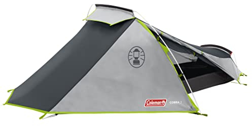 Coleman Cobra 2 Tent, Ultra-light Compact 2 Man Tent, 2 Person Hiking Tent, 100 percentage Waterproof, Sewn in Groundsheet, Trekking Tent with Aluminium Poles, Quick Pitching., Grey-Green