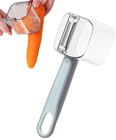 HOMRAA Pelapatate per contenitori | Contenitore pelapatate,Pelaverdure da Cucina con Manico Lungo ergonomico di Sicurezza e Controllo, pelapatate in Acciaio Inossidabile per Cucina