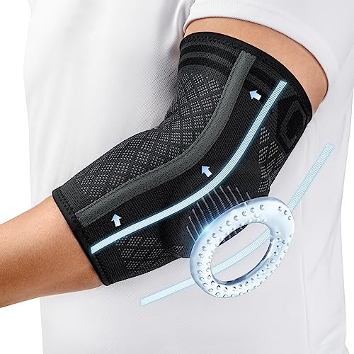 CAMBIVO Coderas Epicondilitis 2 Pack, Codera con Acolchado de Gel y Estabilizadores Laterales, Manga de Compresión Brazo para Alivio del Dolor, Tendinitis, Codo de Tenista Golfista, Hombre Mujer