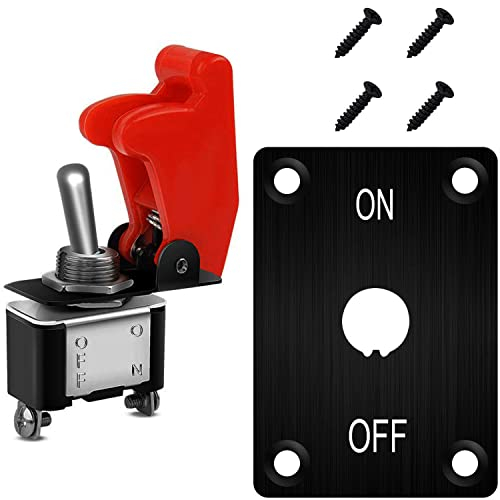 VISSQH 1Pcs 12V Pannello interruttori a levetta,Auto Interruttore 12V, ON-OFF 1 Gruppi 12V pannello interruttore,Interruttore a Levetta SPST con Impermeabile Copertura -per Auto Camion Barca