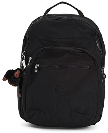 Kipling Women's Seoul Go, Padded, Adjustable Backpack Straps, Zip Closure Laptop Backpack, true black